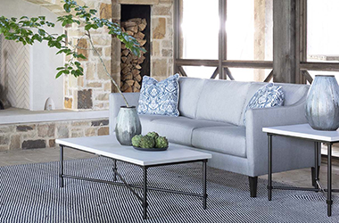 gray sofa, side table and coffee table