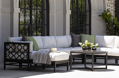 large L shaped couch outside