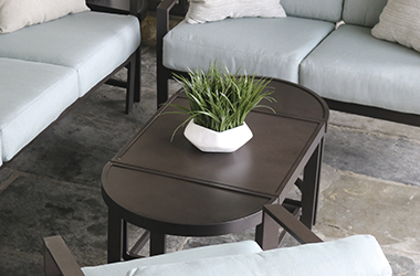 dark brown oval cocktail table