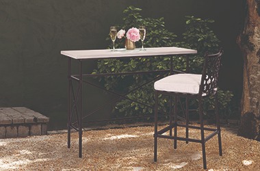 tall cocktail table and chair outside